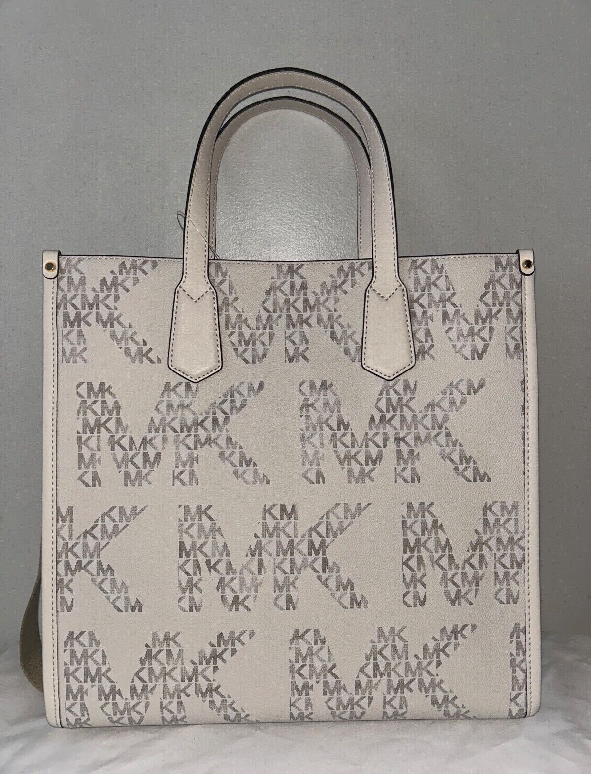 $398 NEW! NWT MICHAEL KORS Maple Large NS Logo Tote Vanilla/Cream