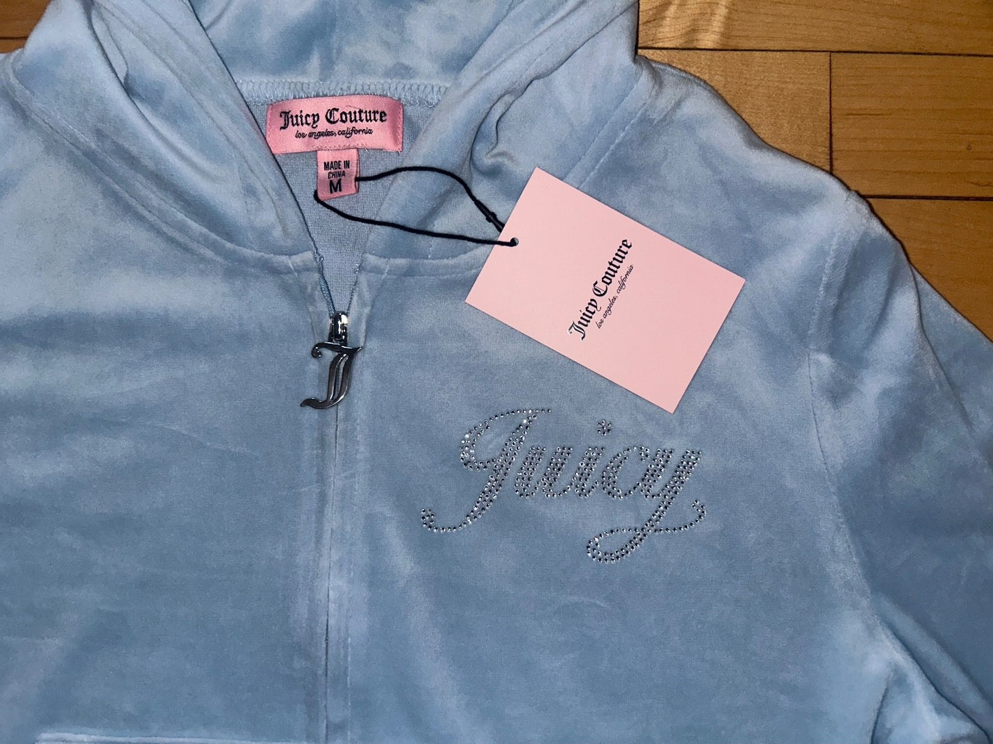 NEW! NWT JUICY COUTURE Velour OG Bling Tracksuit Set Frosted Light Blue Size S