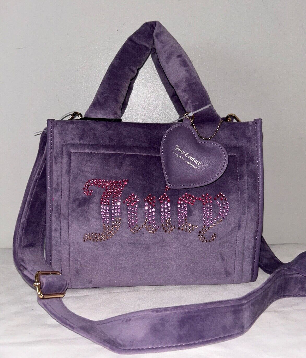 NEW! NWT JUICY COUTURE Velour Big Spender Mini Tote Bag in Dusty Violet