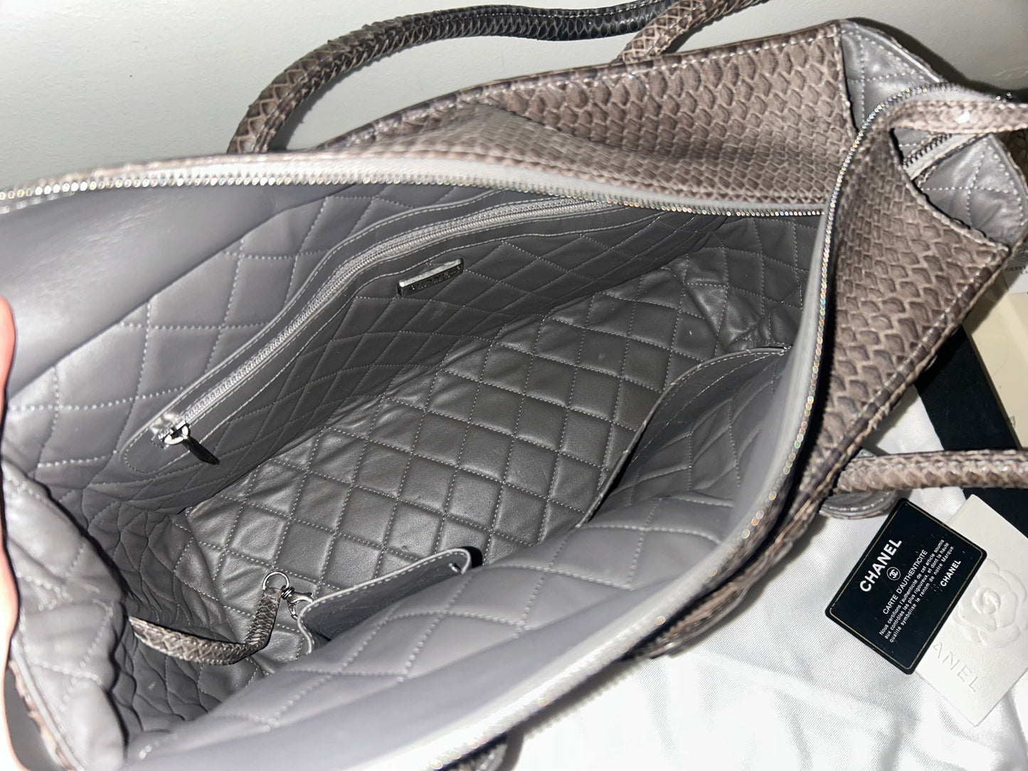 CHANEL Executive Tote Bag Python Dark Gray