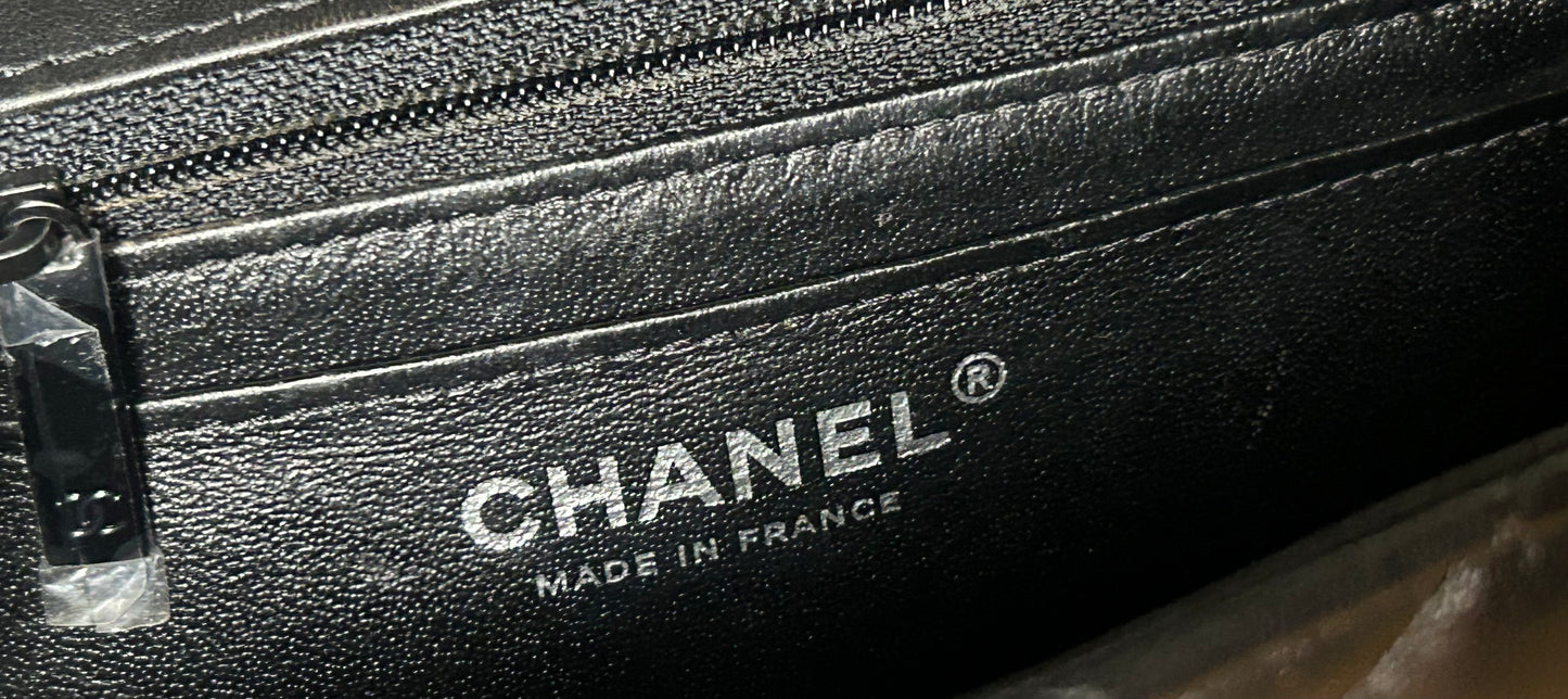 CHANEL "So Black" Mini Square Classic Flap Bag Quilted Lambskin Black