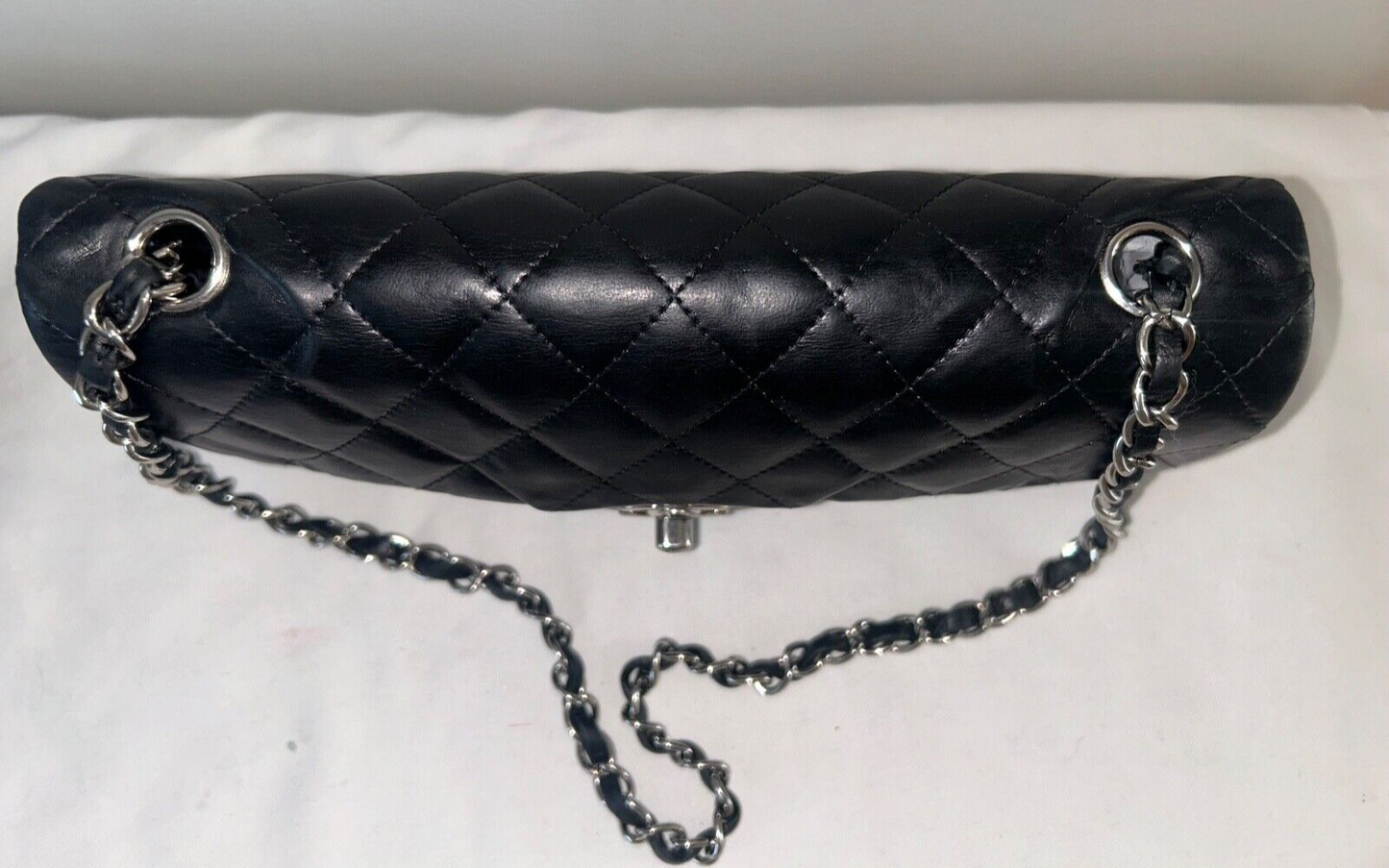 CHANEL Classic CC East West Quilted Lambskin Shoulder Bag Black