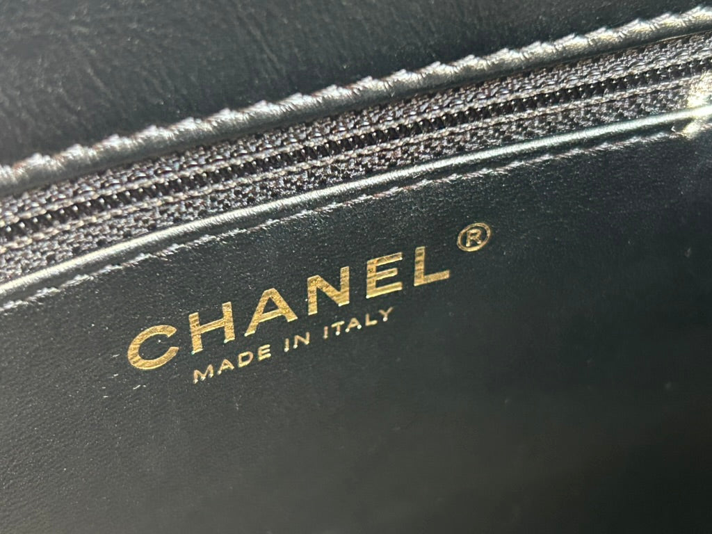 CHANEL 24P Top Handle Medium Flap Bag Lambskin Black Limited Edition NWT