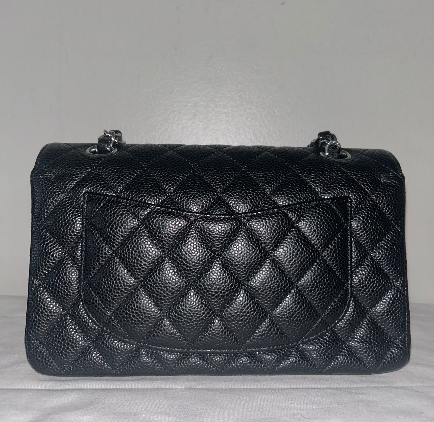 CHANEL Classic CC Small Double Flap Quilted Caviar Handbag Black