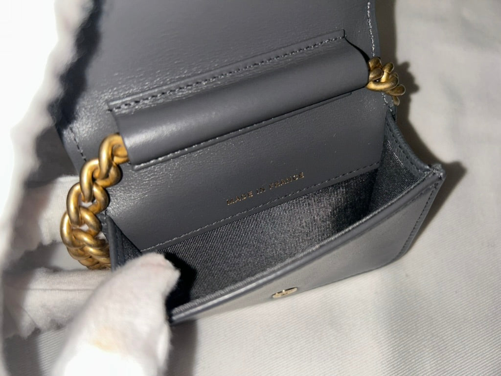 CHANEL Boy Chevron Quilted Caviar Leather Belt Bag in Dark Gray