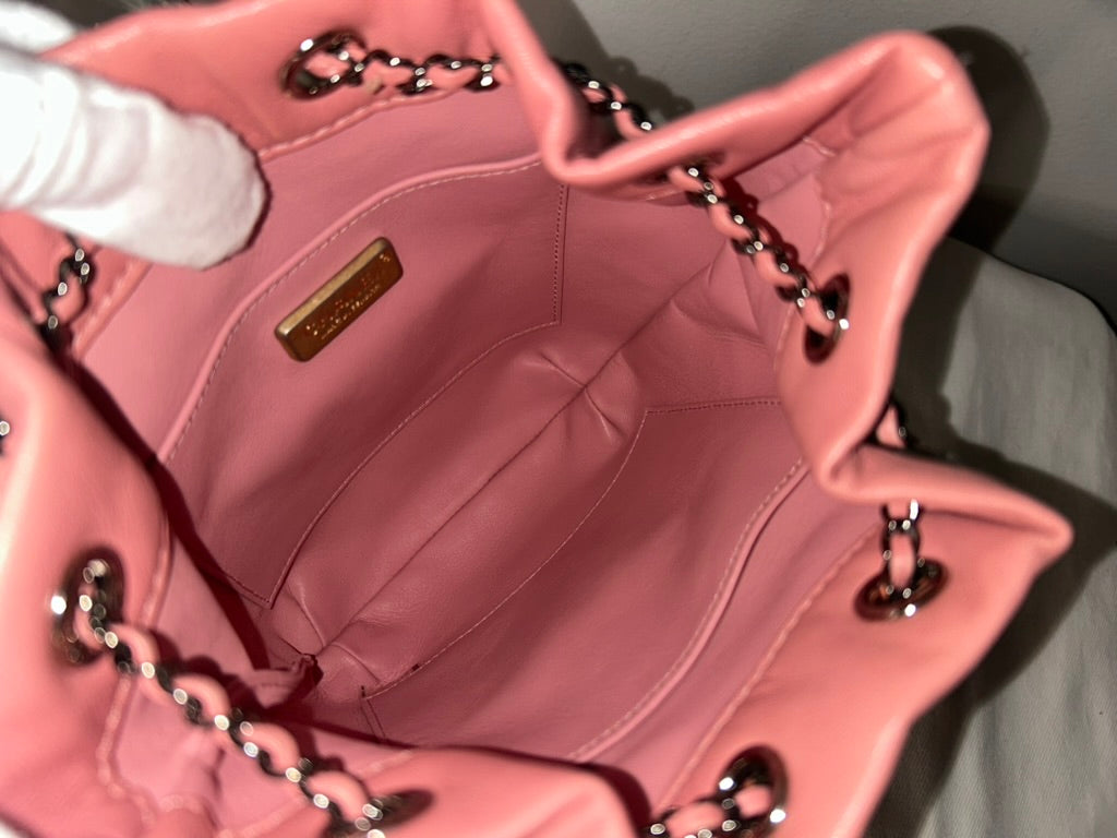 CHANEL Gabrielle Python Snakeskin Small Crossbody Bag in Rose Pink