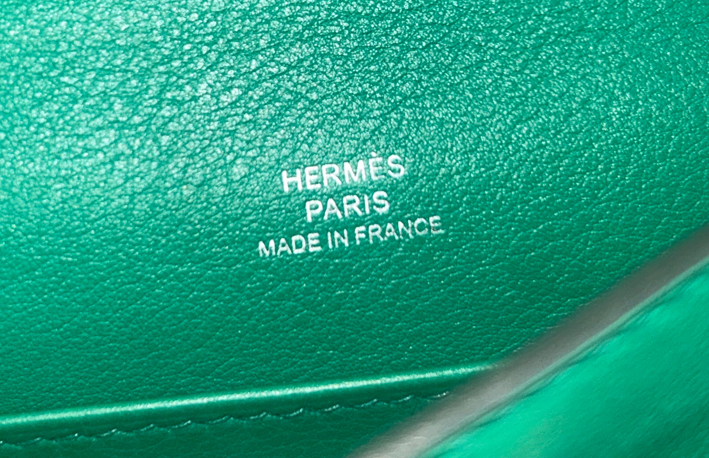 HERMES Kelly Pochette Vert Vertigo Swift Palladium Hardware