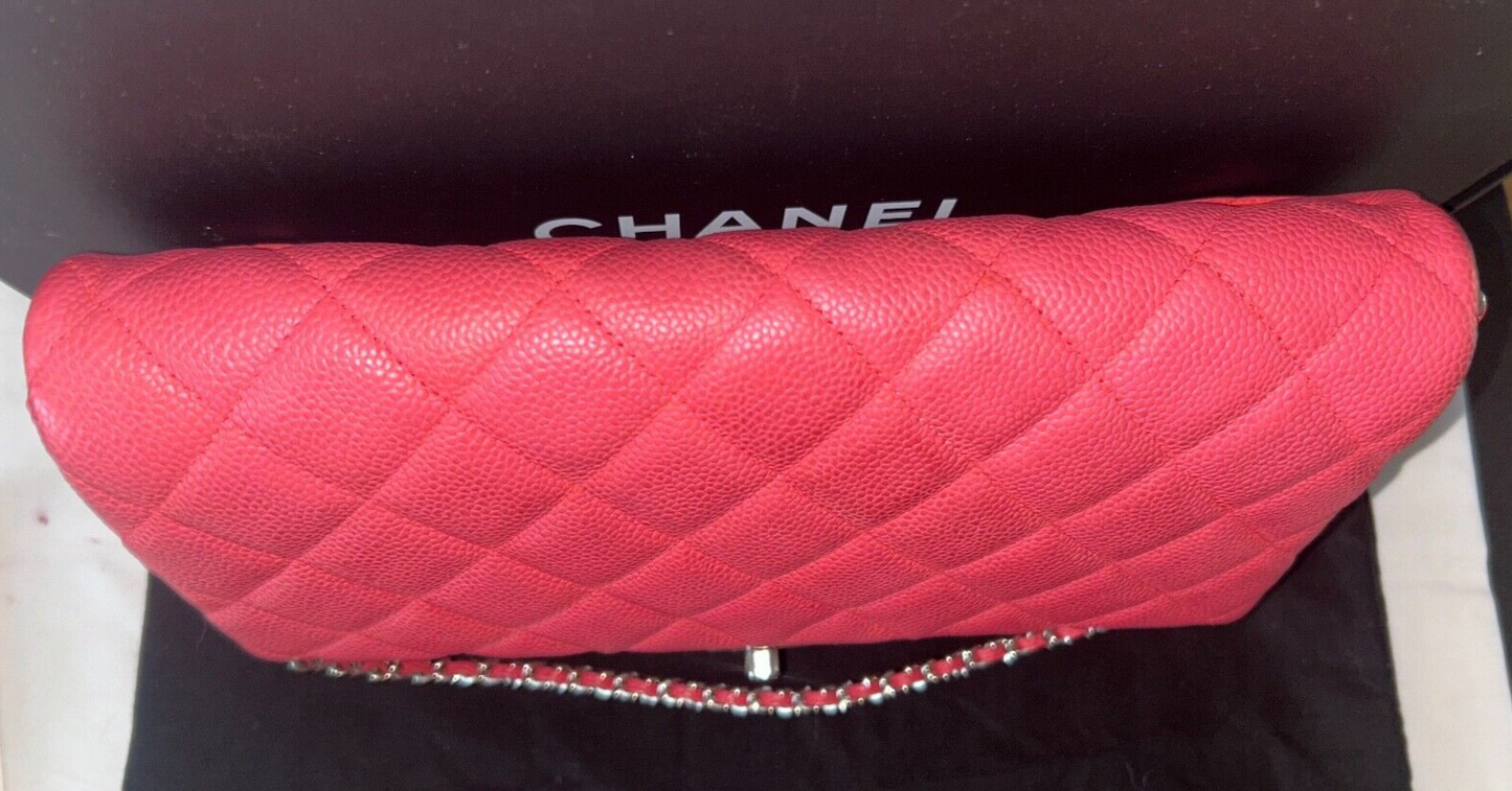 CHANEL Classic Quilted Single Flap Shoulder Bag Quilted Caviar Leather Pink