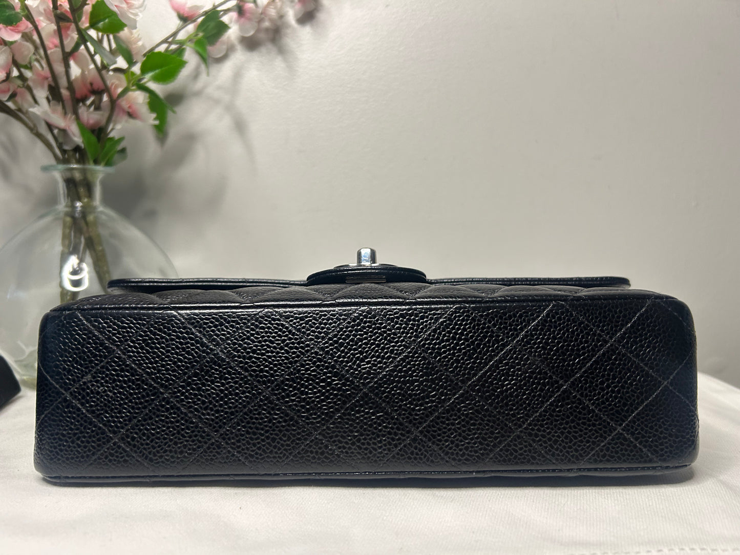 CHANEL Medium Classic Double Flap Caviar Quilted Handbag Black