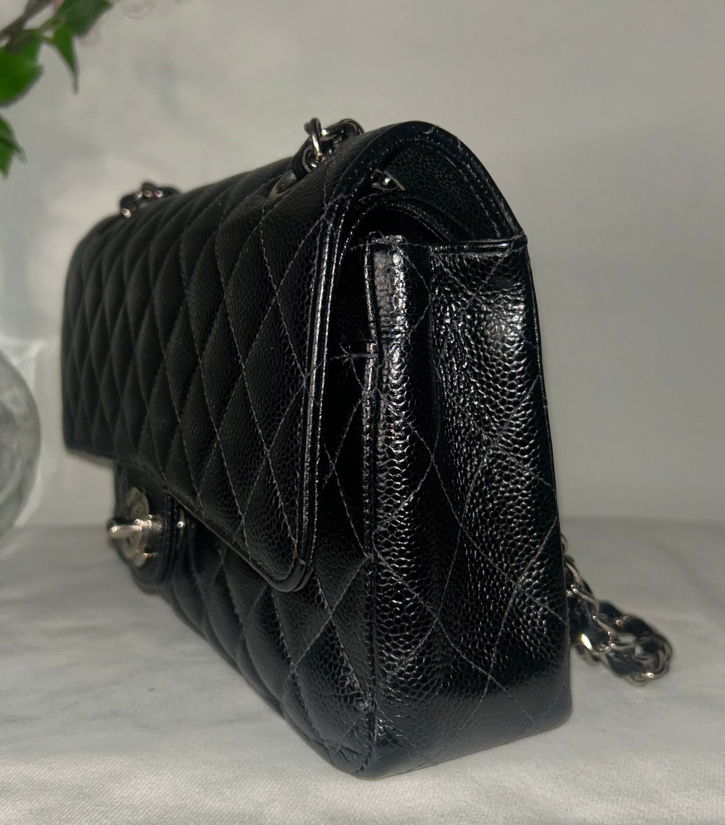 CHANEL Medium Classic Double Flap Caviar Quilted Handbag Black