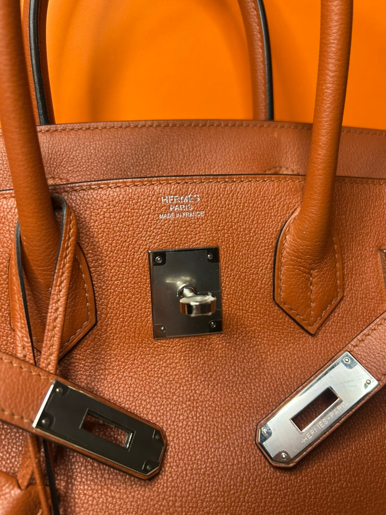 HERMÈS Birkin 30 Cuivre Brown Novillo Leather Palladium Hardware