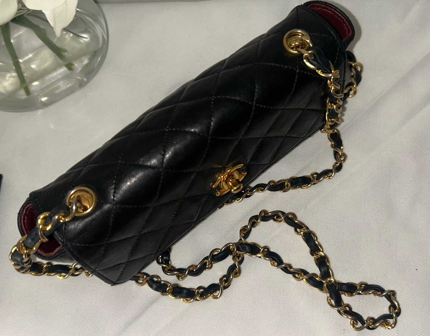 CHANEL Classic Mini Rectangular Flap Bag Quilted Lambskin Black / 24K Gold