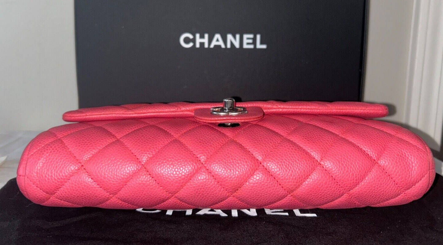 CHANEL Classic Quilted Single Flap Shoulder Bag Quilted Caviar Leather Pink