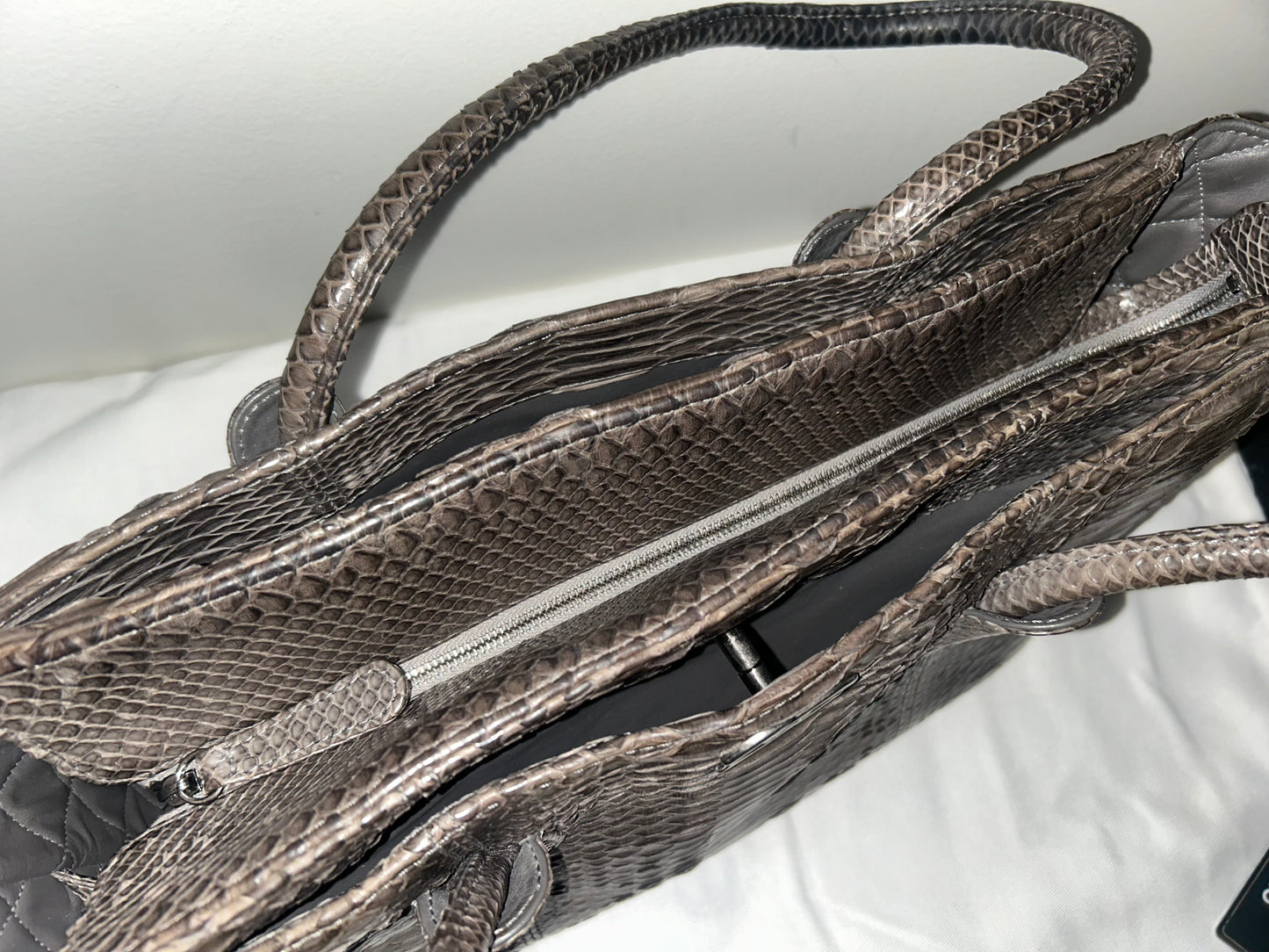 CHANEL Executive Tote Bag Python Dark Gray
