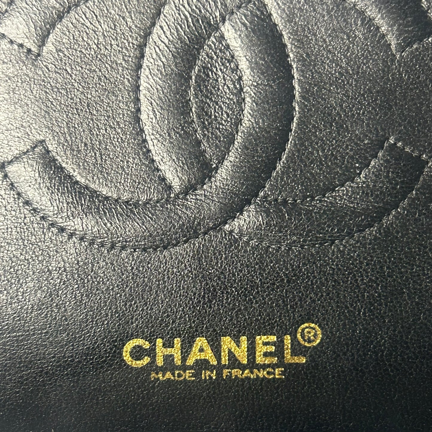 CHANEL Classic Medium Double Flap Quilted Caviar Leather Handbag Black/24K Gold