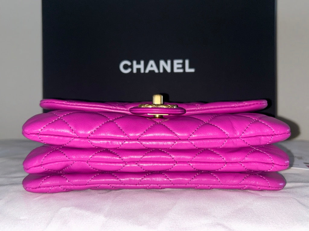 CHANEL 23B Small Crush Quilted Calfskin Flap Bag Magenta / Gold Hardware