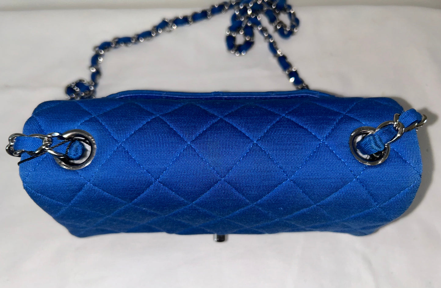 CHANEL Classic Mini Rectangular Single Flap Bag Quilted Jersey Blue