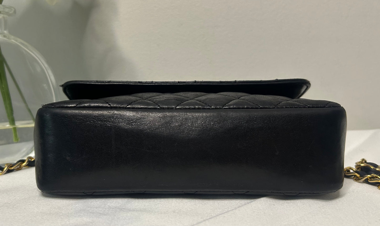 CHANEL Classic Mini Rectangular Flap Bag Quilted Lambskin Black / 24K Gold