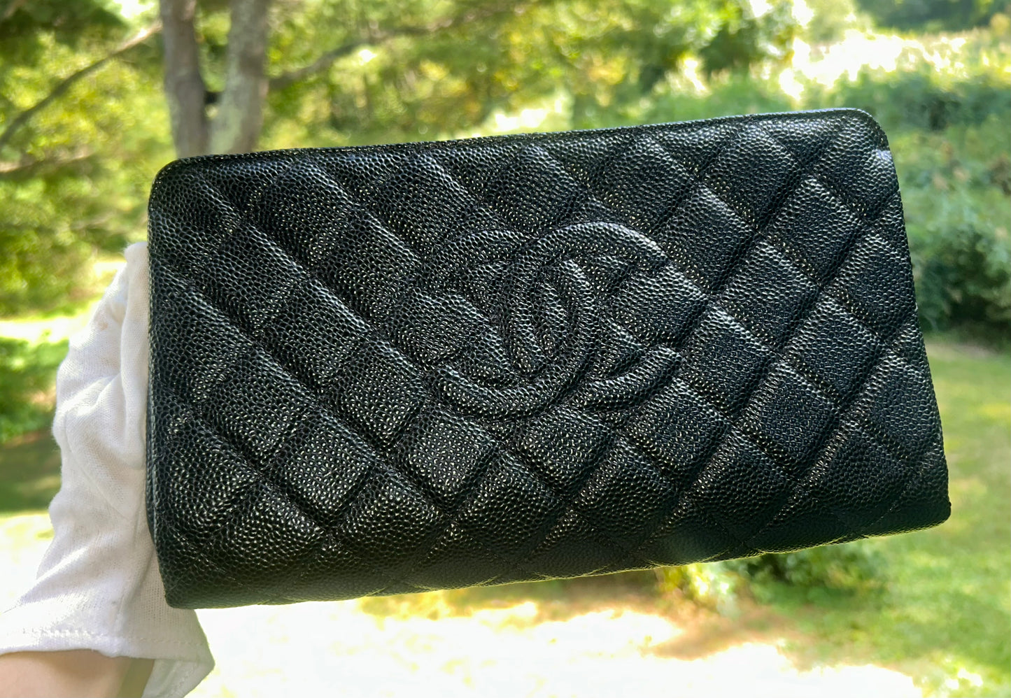 CHANEL Timeless CC Medium Clutch Quilted Iridescent Caviar Black