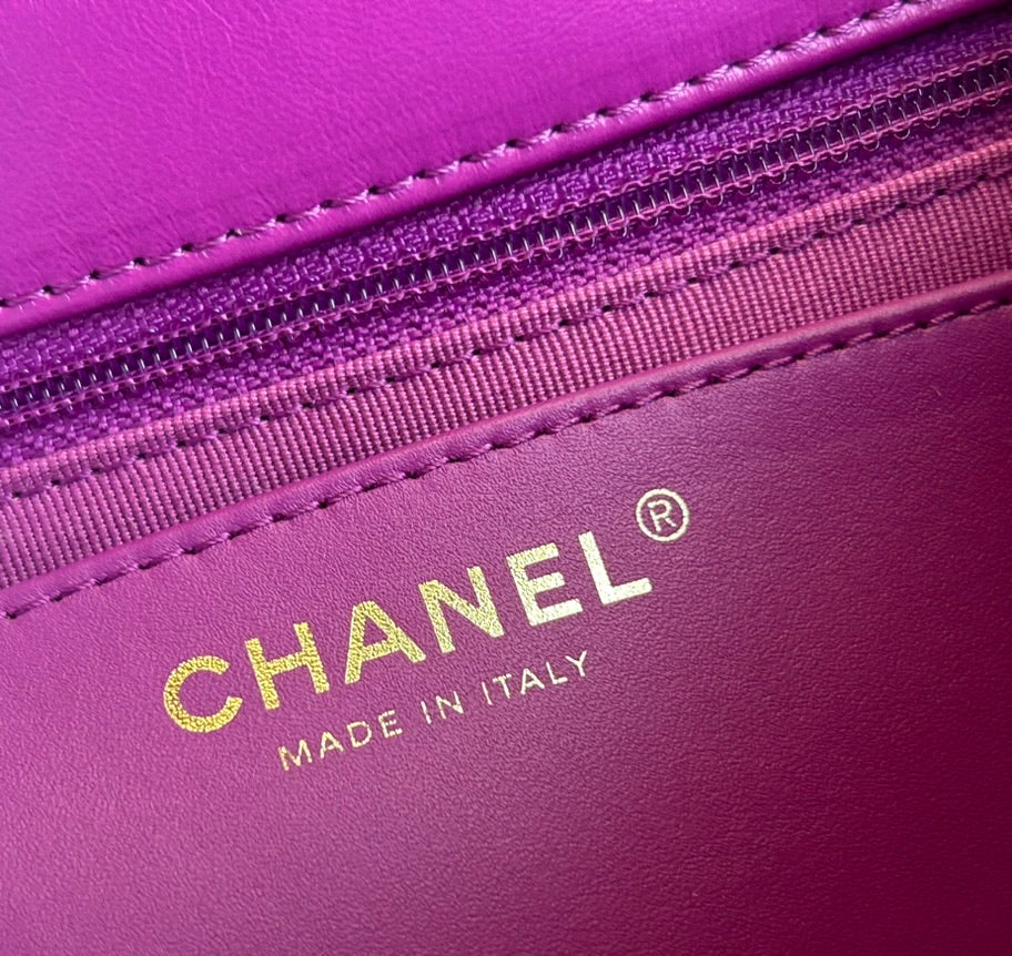 CHANEL 23B Small Crush Quilted Calfskin Flap Bag Magenta / Gold Hardware