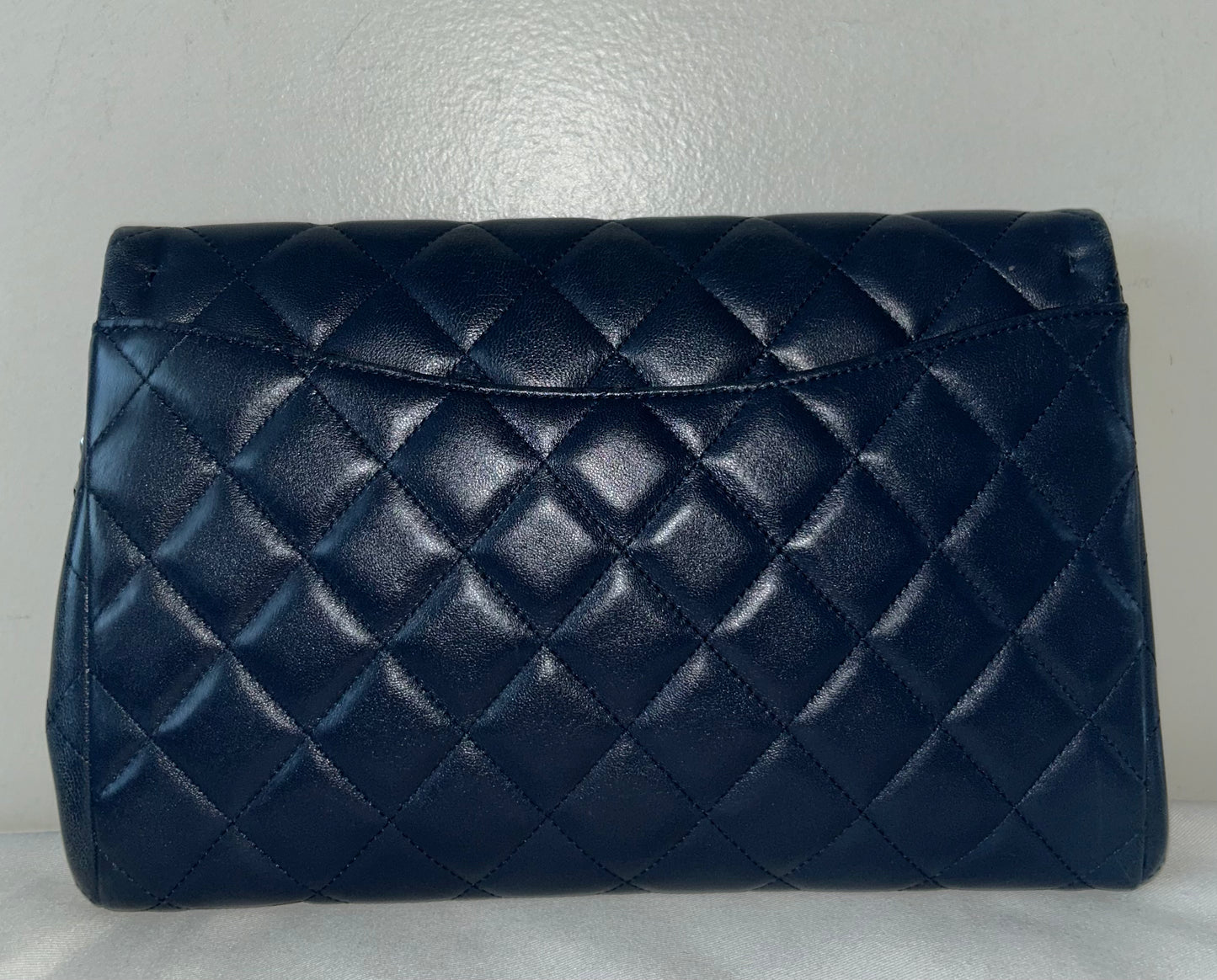 CHANEL Classic Quilted Lambskin Leather Single Flap Shoulder Bag Navy Blue
