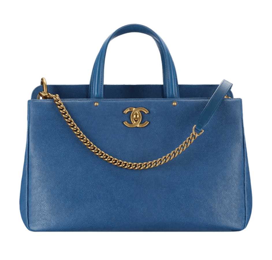 CHANEL CC Lock Large Shopping Tote Bag Caviar Leather Navy Blue