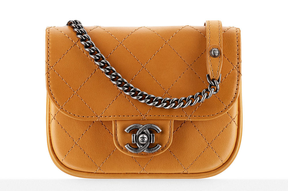 CHANEL Classic Small Messenger Flap Quilted Leather Crossbody Bag Caramel Brown