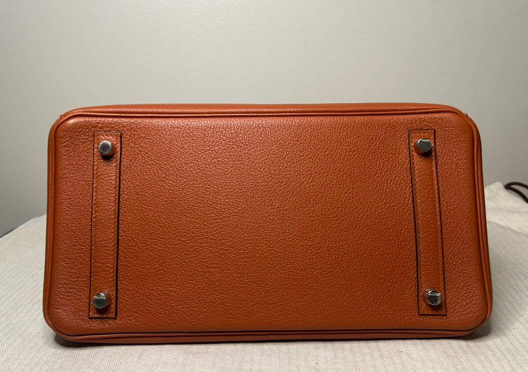 HERMÈS Birkin 30 Cuivre Brown Novillo Leather Palladium Hardware