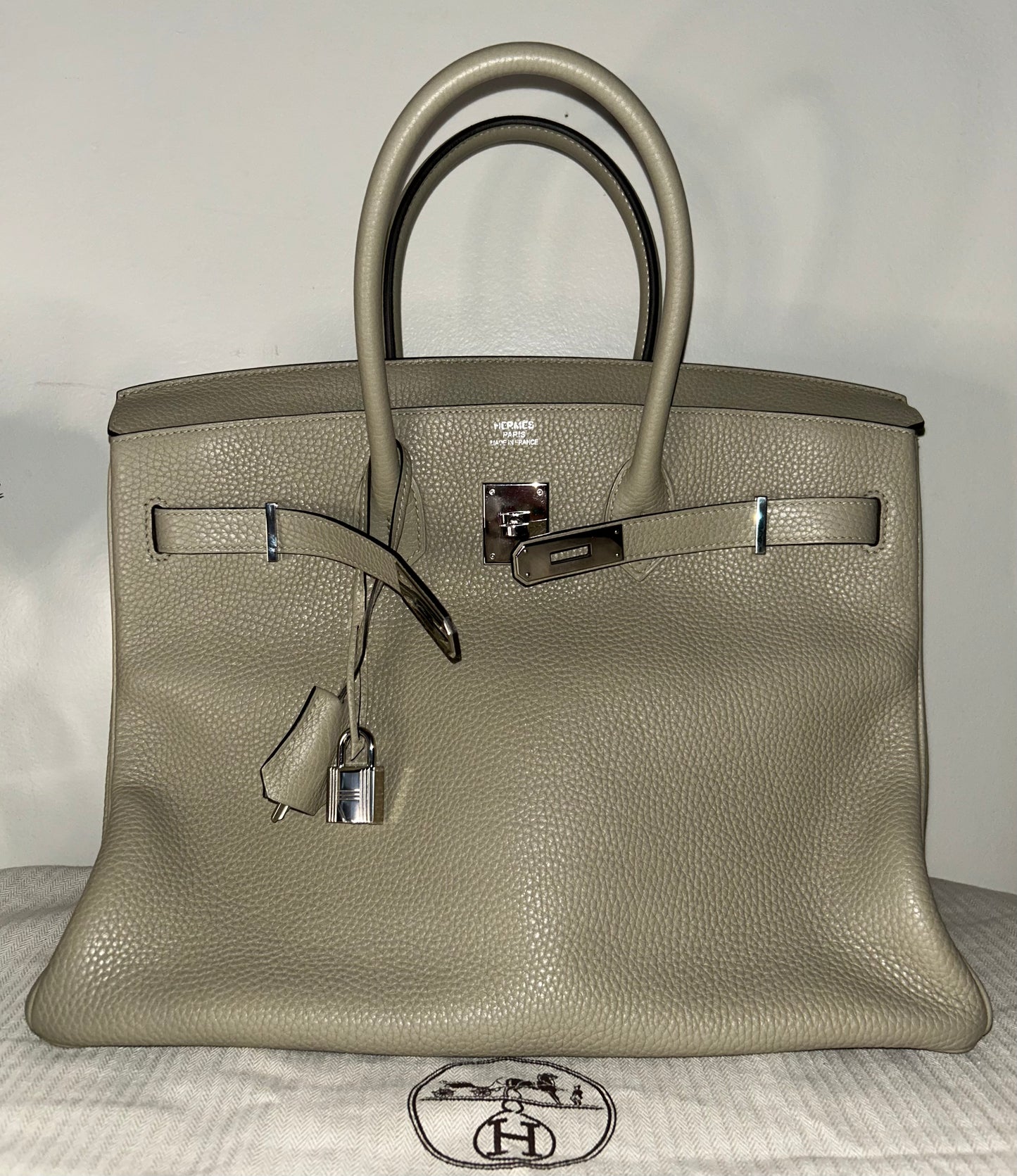 HERMÈS Birkin 35 Gris Tourterelle Clemence Palladium Hardware