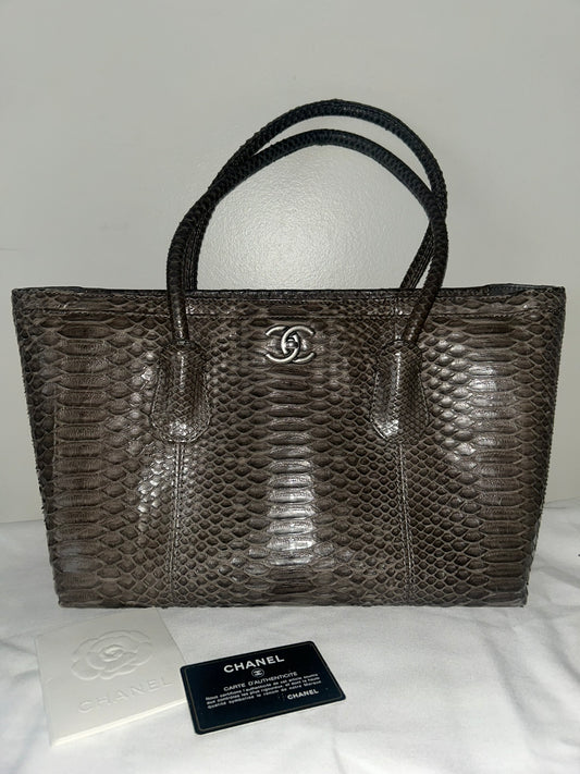 CHANEL Executive Tote Bag Python Dark Gray