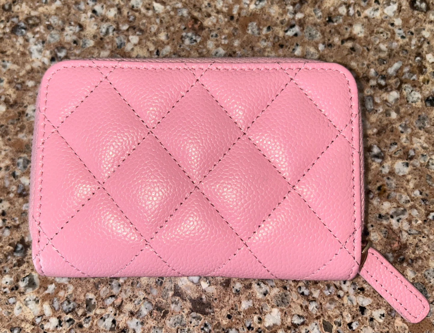 CHANEL 23C Multi Chain Caviar Quilted Zippy Coin Purse Light Pink