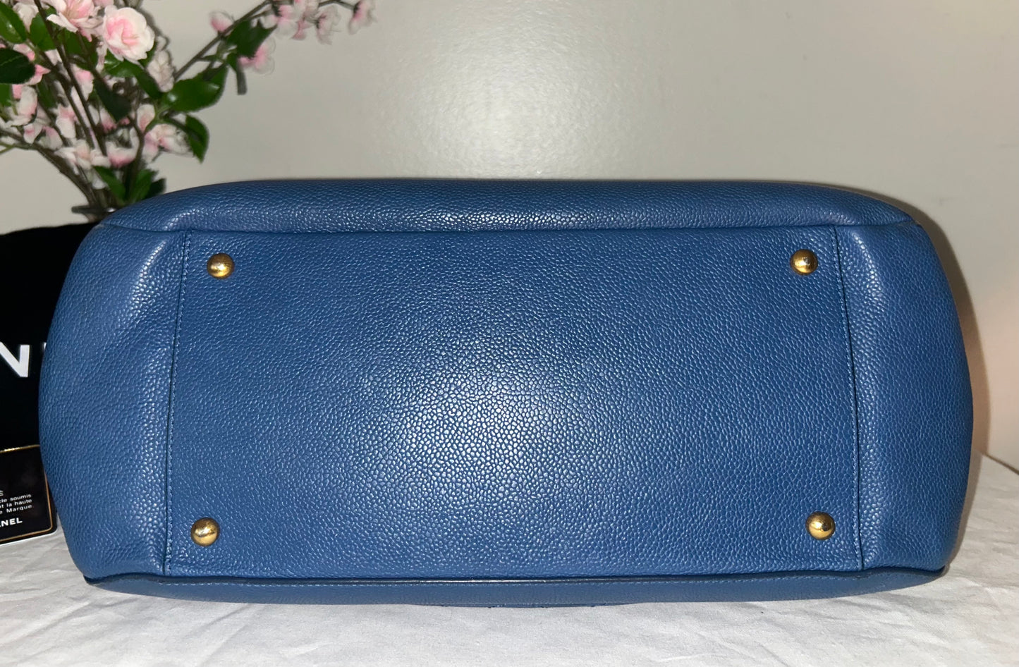 CHANEL CC Lock Large Shopping Tote Bag Caviar Leather Navy Blue