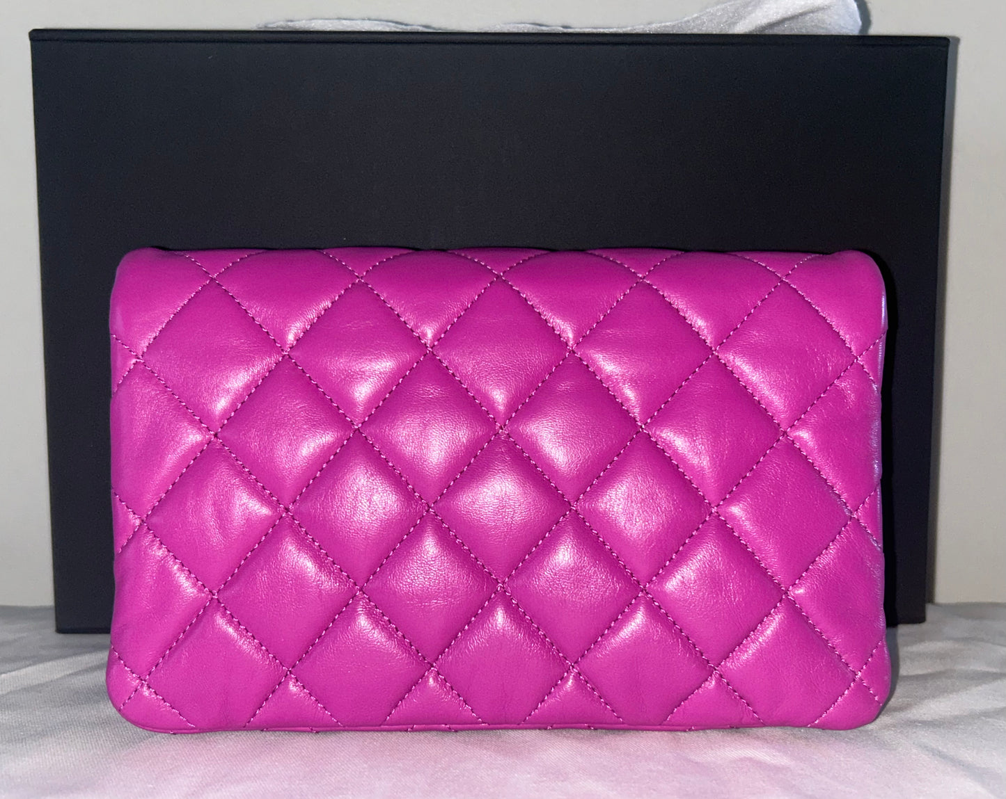 CHANEL 23B Small Crush Quilted Calfskin Flap Bag Magenta / Gold Hardware