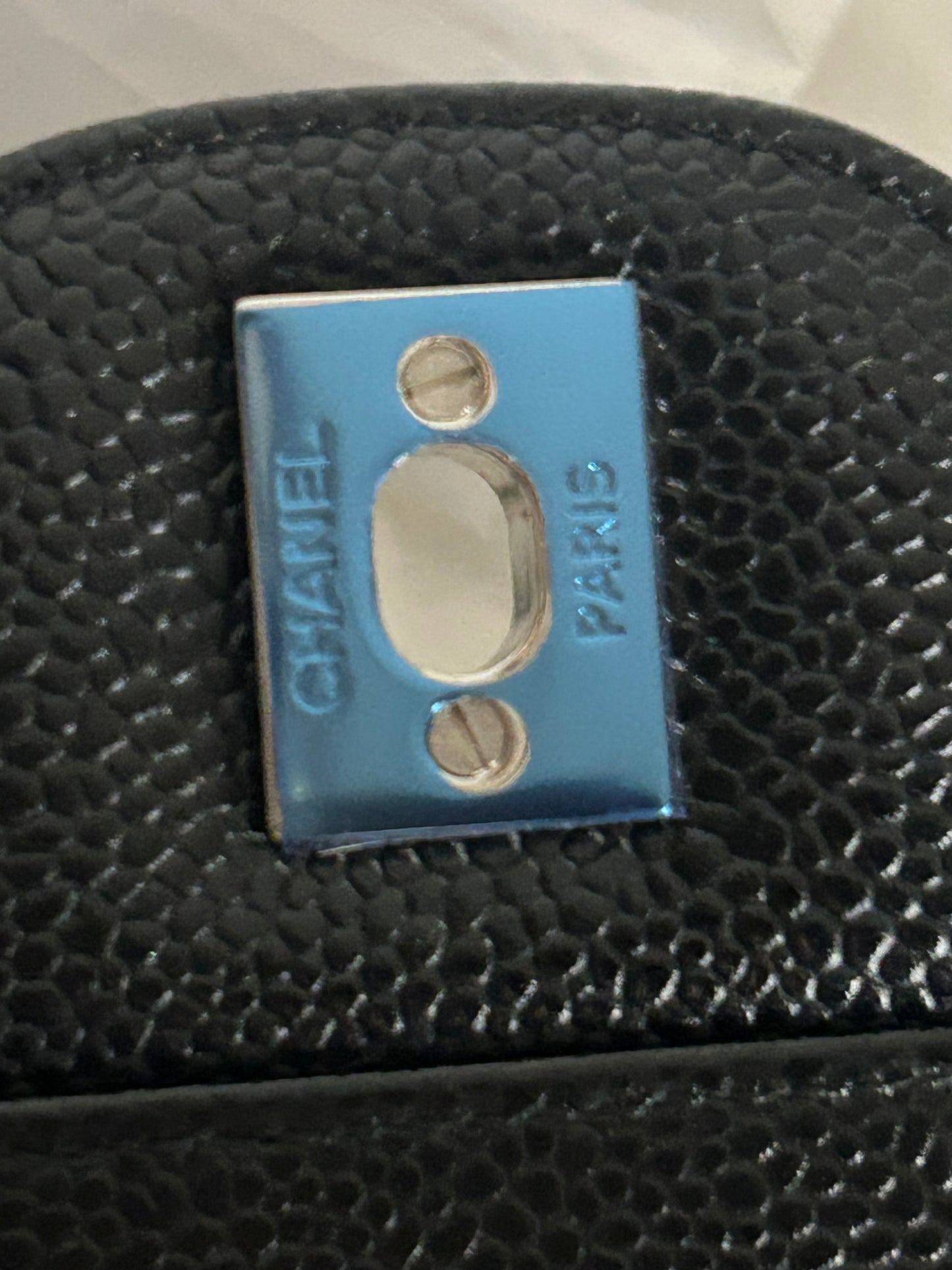 CHANEL Classic Jumbo Double Flap Quilted Caviar Leather Handbag Black