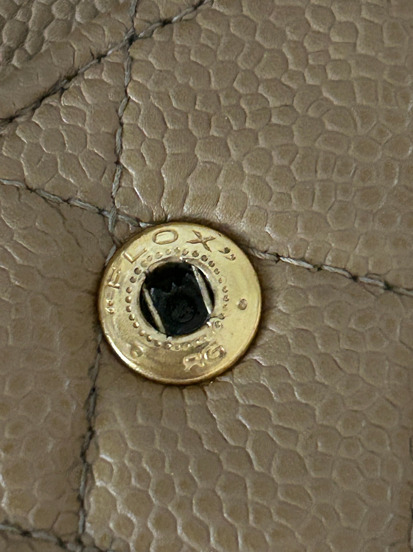 CHANEL Medium Classic Double Flap Caviar Quilted Handbag Beige/24k Gold