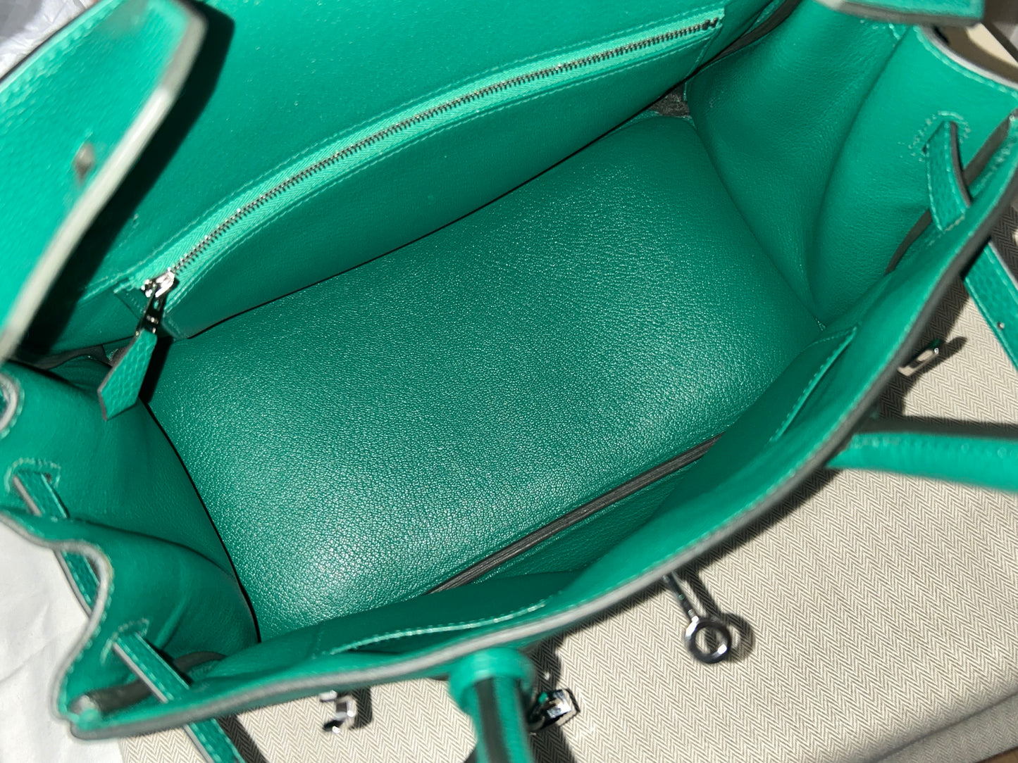 HERMÈS Birkin 30 Vert Vertigo Clemence Leather Palladium Hardware Bag