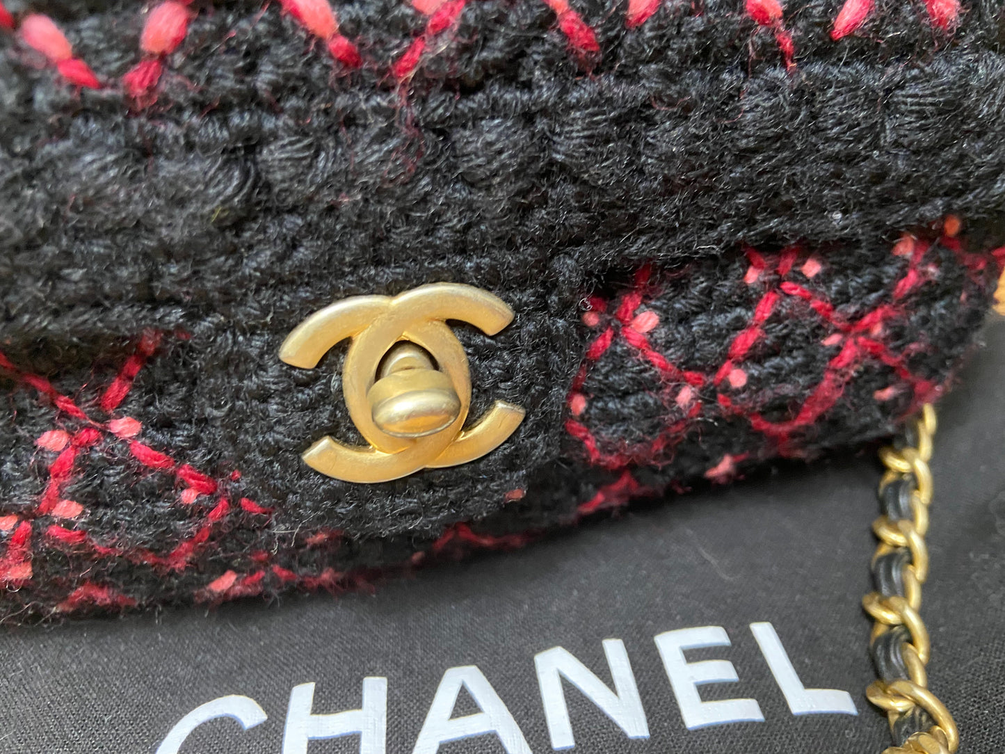 CHANEL Quilted Tweed & Leather Mini Backpack Black Multi