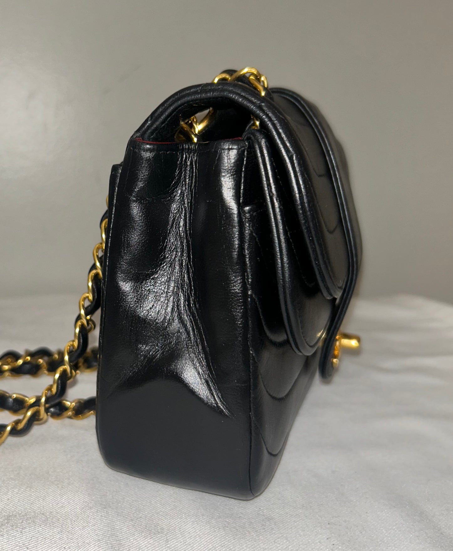 CHANEL Classic Mademoiselle Small Quilted Lambskin Flap Bag Black/24k Gold