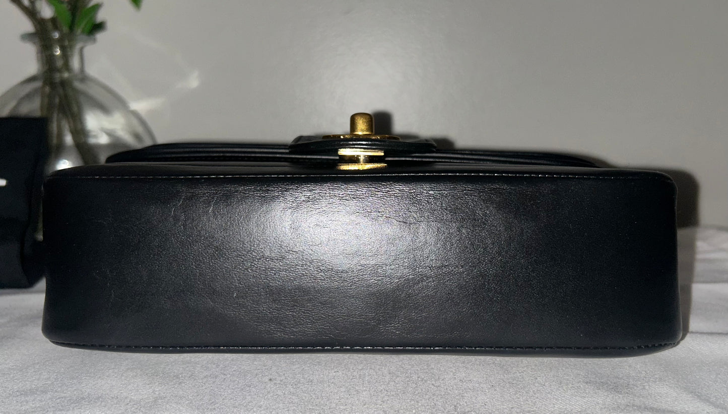 CHANEL Classic Mademoiselle Small Quilted Lambskin Flap Bag Black/24k Gold