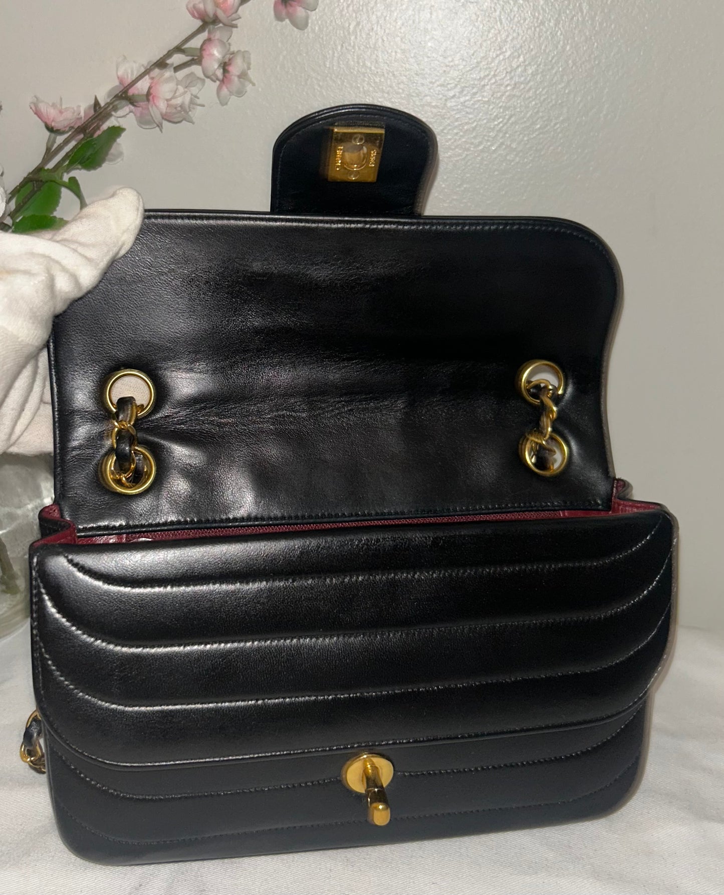 CHANEL Classic Mademoiselle Small Quilted Lambskin Flap Bag Black/24k Gold