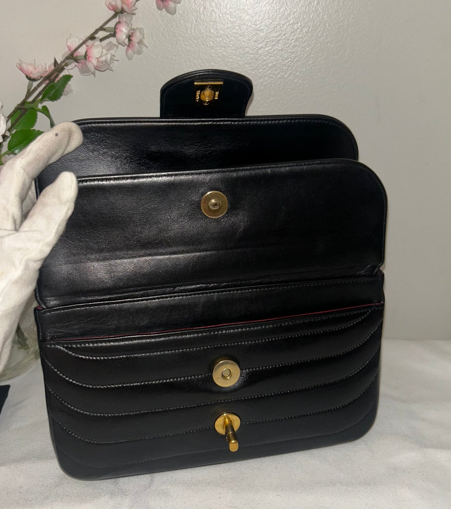 CHANEL Classic Mademoiselle Small Quilted Lambskin Flap Bag Black/24k Gold