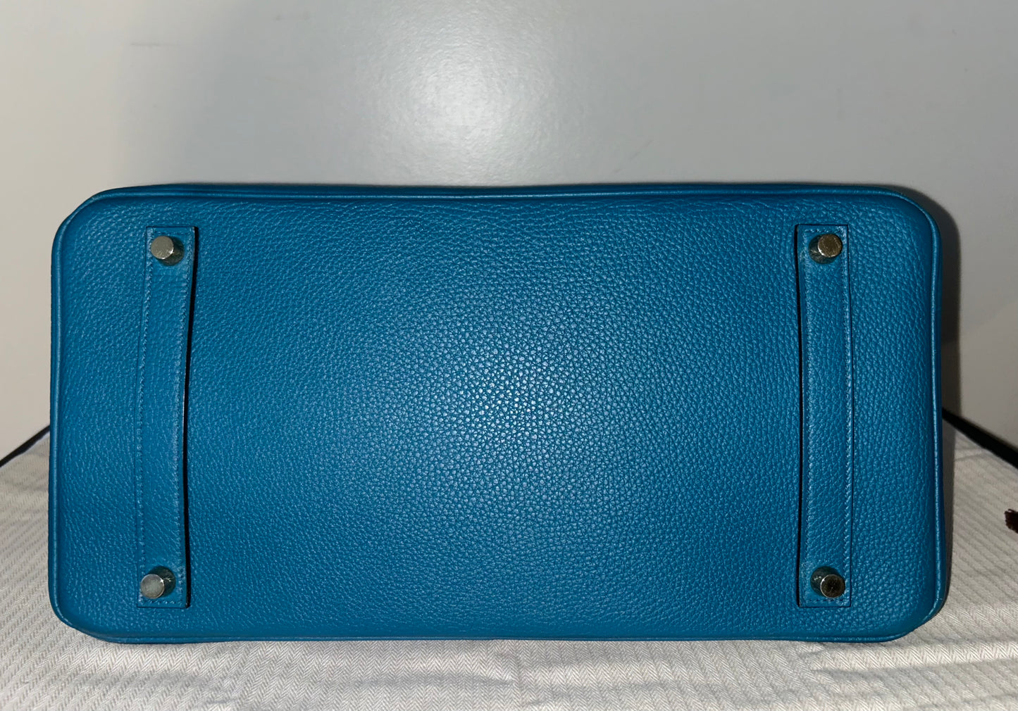 HERMES Birkin 35 Bleu Izmir Togo Leather Gold Hardware Handbag