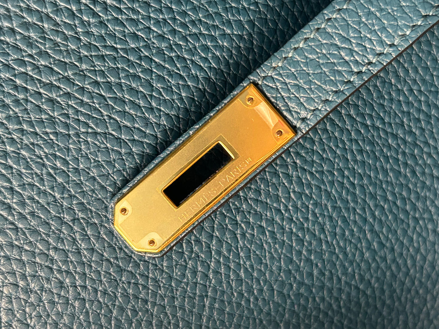 HERMES Birkin 35 Bleu Izmir Togo Leather Gold Hardware Handbag