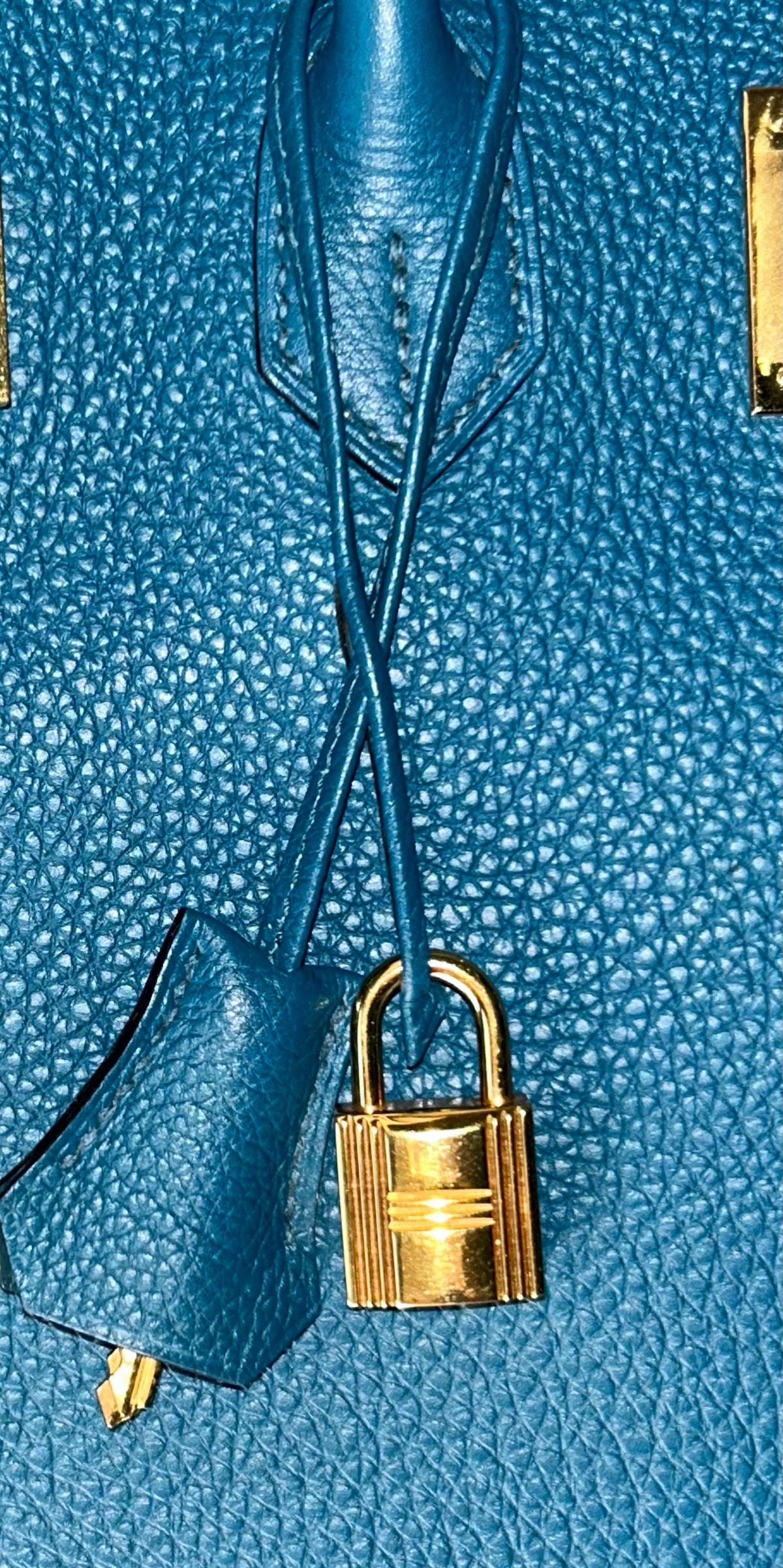 HERMES Birkin 35 Bleu Izmir Togo Leather Gold Hardware Handbag