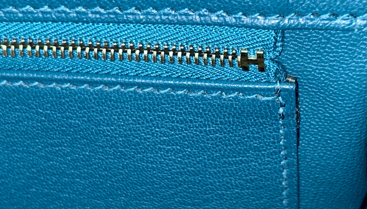 HERMES Birkin 35 Bleu Izmir Togo Leather Gold Hardware Handbag