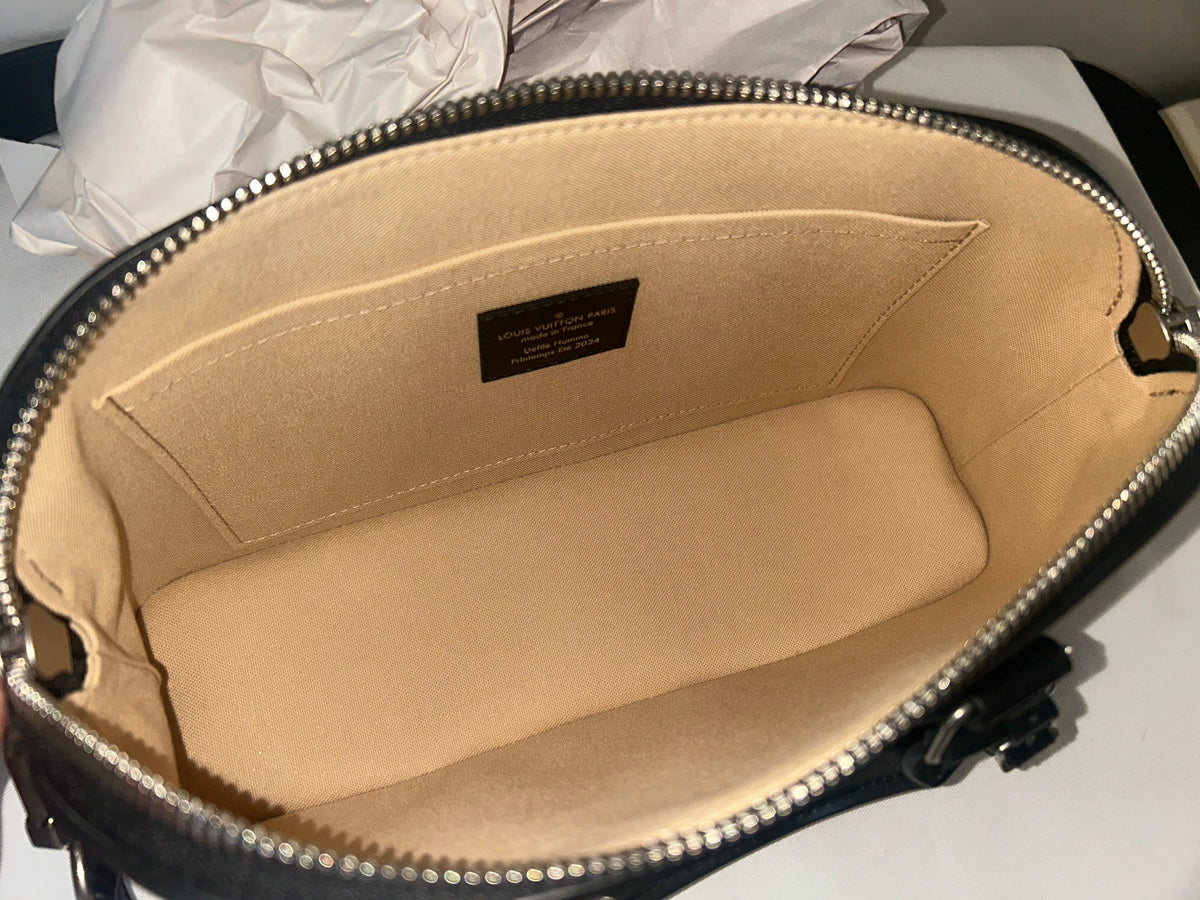 LOUIS VUITTON Alma LV Blason Monogram East West Calfskin Leather Handbag Black