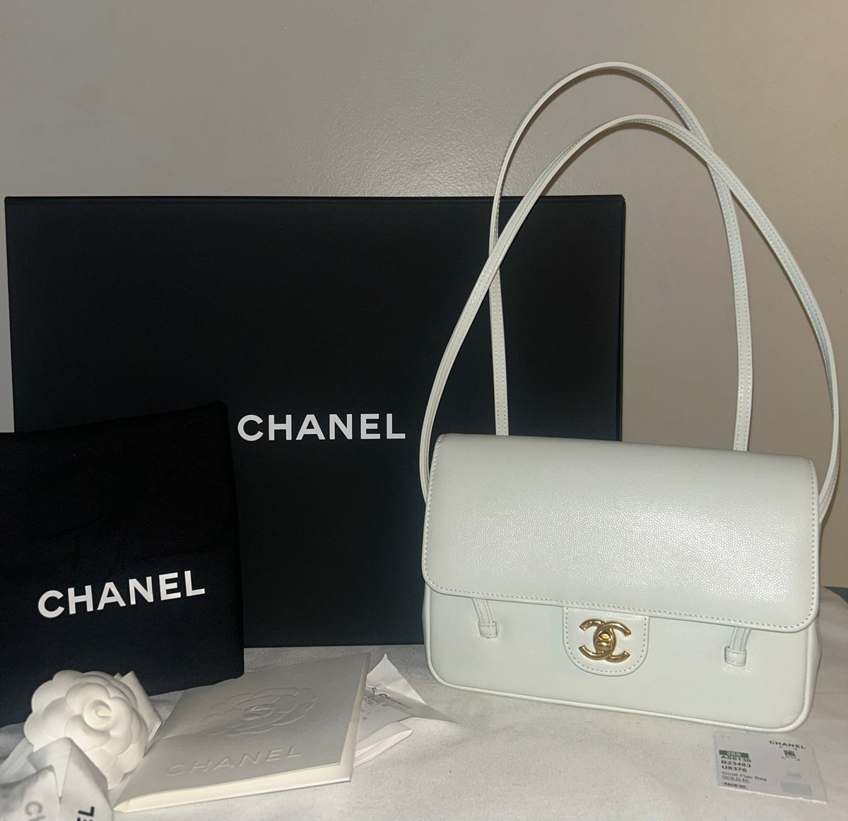 CHANEL 26S Small Preppy Coco Flap Bag Light Blue Caviar Leather