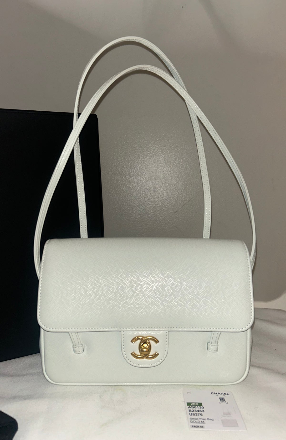 CHANEL 26S Small Preppy Coco Flap Bag Light Blue Caviar Leather