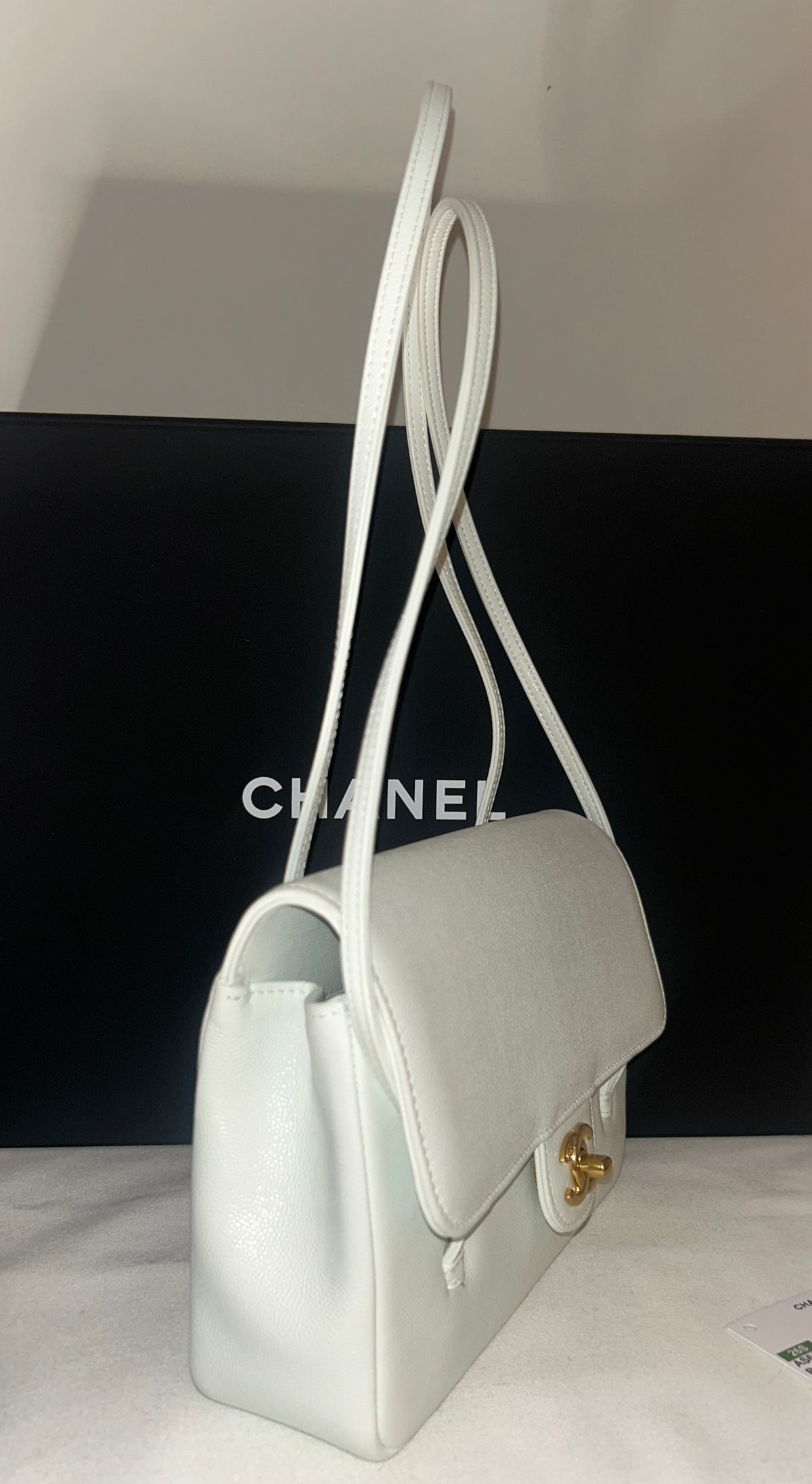 CHANEL 26S Small Preppy Coco Flap Bag Light Blue Caviar Leather