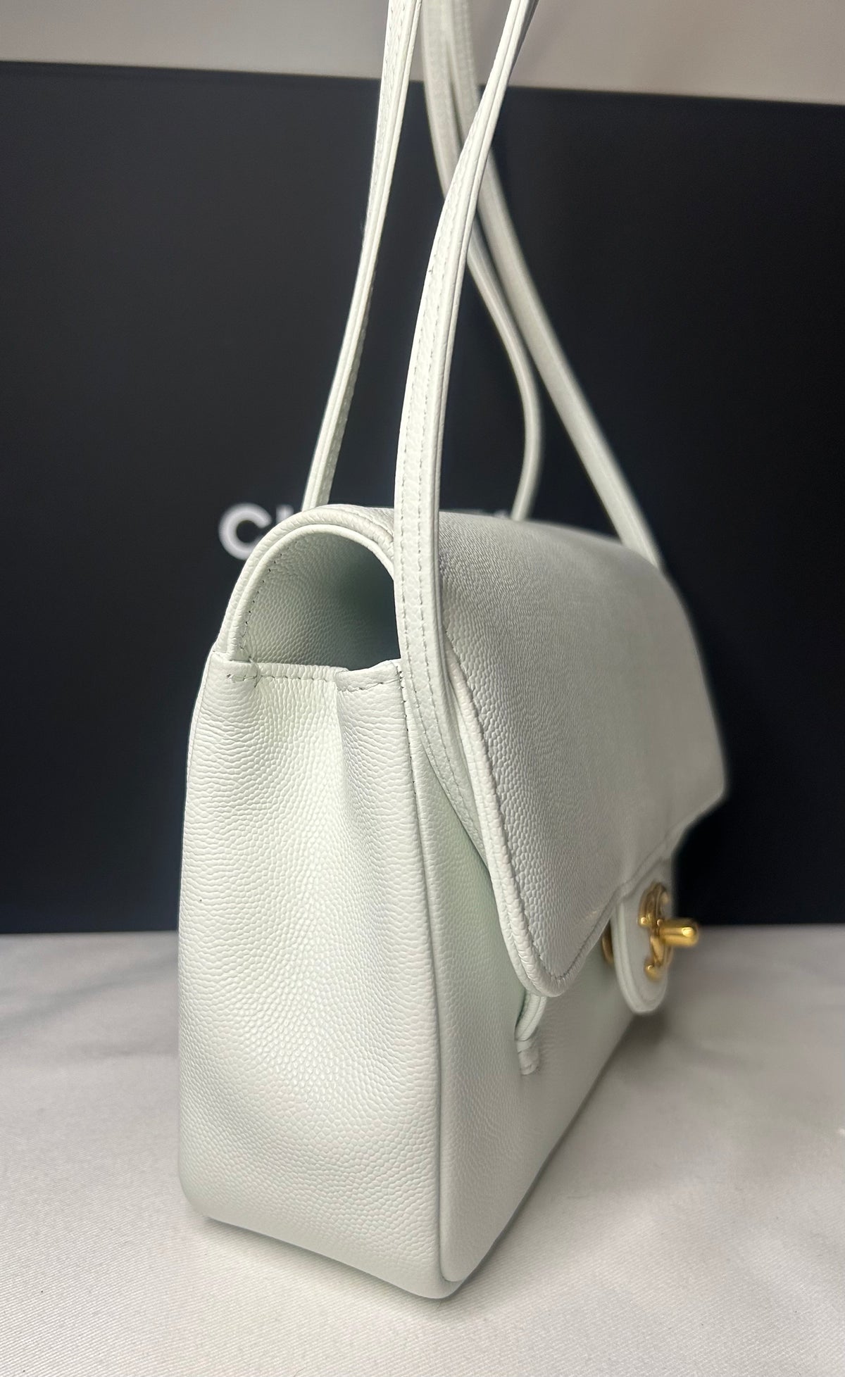 CHANEL 26S Small Preppy Coco Flap Bag Light Blue Caviar Leather